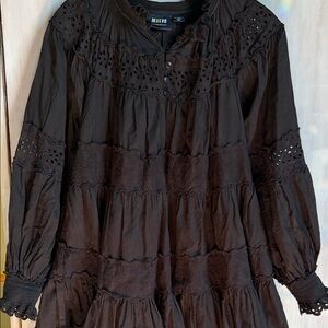 Maeve Black Eyelet Tiered Boho Dress